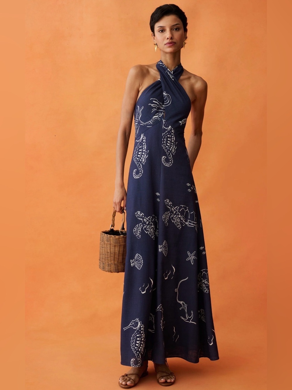 New Few Moda Linen Blend Oceana Maxi